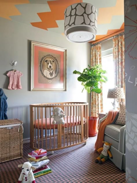 Small Nursery Design, Eclectic Kids Room, Nursery Ideas Boy, Eclectic Nursery, Carpet Diy, Nursery Guest Room, Small Space Nursery, Interior Design Minimalist, Small Nurseries