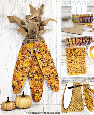 Fall Crafts From Recycled Materials, Corn Bubble Wrap Craft, Corn Process Art, Harvest Corn Craft Preschool, Kids Harvest Crafts, Harvest Time Crafts For Preschool, Harvest Corn Mosaic Art Project, Harvesting Activities For Preschoolers, Corn Cob Decorations Fall Crafts