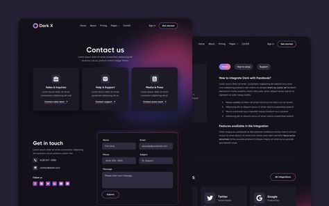 Dark Mode Website Design, Dark Mode Web Design, Dark Mode Website, Contact Page Web Design, Dark Portfolio, Dark Websites, Saas Website, Web Design Icon, Webflow Templates