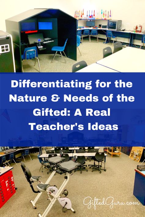 Super fun ideas from a gifted teacher on how she addresses the Nature & Needs of gifted learners in her classroom. #middleschool #gifteded Teacher Grant Ideas, Innovative Classroom Ideas, Gifted Classroom Ideas, Gifted Classroom Decor, Gifted And Talented Classroom Decor, Gifted Classroom Setup, Gifted And Talented Classroom, First Grade Gifts, Gifted Classroom