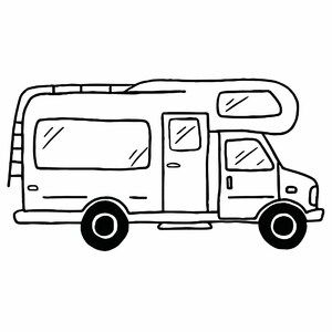 Design Store Product ID D-325758 Camper Doodle, How To Draw A Caravan Step By Step, Rv Drawing, Camper Outline Drawing, Camper Images Clip Art, Camper Drawing, Camper Art, Underwater Animals, Map Globe