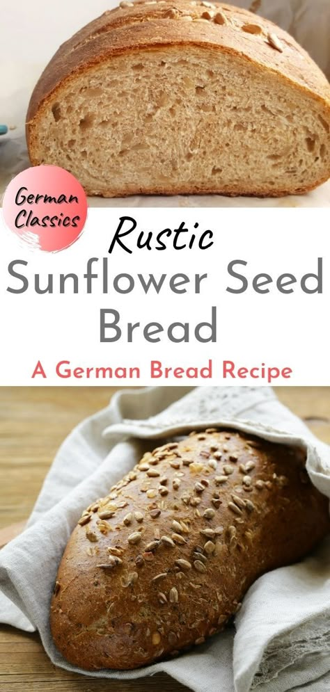 Sunflower Seed Rye Bread, Sunflower Seed Loaf, Sunflower Recipes, Sunflower Bread Recipe, Sunflower Seed Bread Recipe, Wheat Flour Bread Recipe, Brotchen Recipe, Bread By Hand, Sunflower Bread