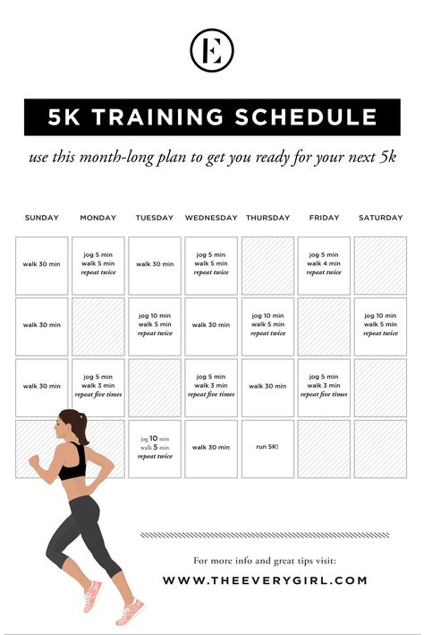 5k Training Schedule, Running Plan For Beginners, 5k Training Plan, 5k Training, Running Plan, Couch To 5k, Hiking Training, Training Schedule, The Everygirl