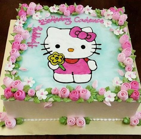 Tort Hello Kitty, Bolo Da Hello Kitty, Kitty Birthday Cake, Ladybug Cupcakes, Hello Kitty Birthday Cake, Snowflake Cake, Snowman Cupcakes, Birthday Sheet Cakes, Pastel Birthday