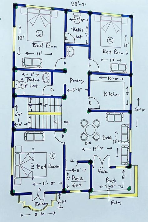 3bhk Single Floor House Plan, 28 By 40 House Plans, 28×40 House Plan, 28×50 House Plan, 50×40 House Plan, 40×40 House Plans, 15 Lakh Budget House Plan, 25 By 40 House Design, East Facing 3bhk House Plan