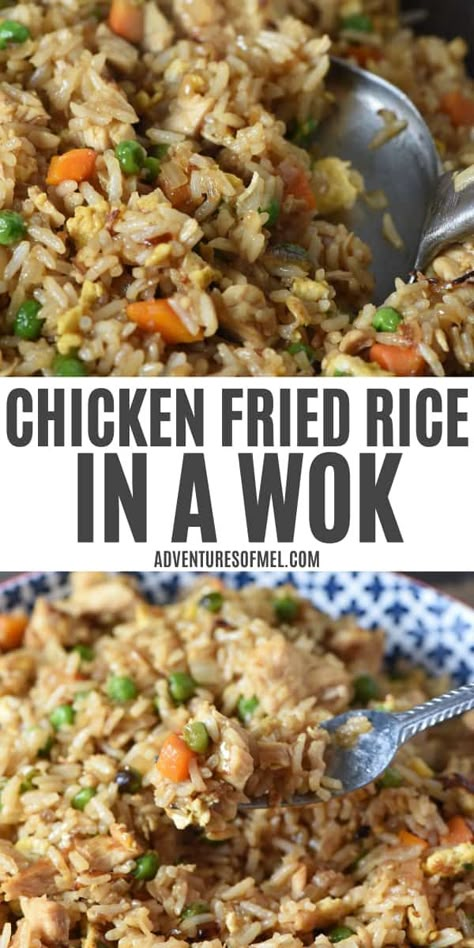 Learn how to make the best homemade chicken fried rice in a wok. Quick and easy stir fry dinner recipe that's so much better than takeout! They'll all be back for seconds. Wok Recipes Healthy, Wok Recipes Chicken, Wok Recipes Easy, Best Chicken Fried Rice Recipe, Stir Fry Dinner Recipes, Homemade Chicken Fried Rice, Stir Fry Dinner, Chicken Fried Rice Recipe Easy, Chicken Fried Rice Easy