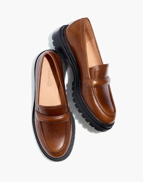 Lugsole Loafer, Best Loafers, Loafers Outfit, Women Loafers, Chunky Loafers, Leather Industry, Brown Loafers, Madewell Shoes, Loafer Mules