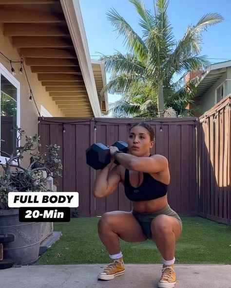 Shaina Fata ☀️ on Instagram: "Full Body Workout 🥵 that’s quick and simple but still oh so spicy 🌶️!! Short, effective workouts are a great substitute for those days that you truly don’t have the time or energy for a long workout 🔥. This one will work your muscles while still being short and sweet 🤌🏾. SAVE it to CRUSH later 👊🏾. This workout is already on my app in the “Week Ahead” workouts section. 🔗 in bio to start training with me today for FREE 💪🏾. Do each exercise for 30-40 seconds. Rest for 20-30 seconds in between. Make sure to do both sides on the lunges! Do 4 FULL ROUNDS. Good luck and don’t forget to MOVE today 😝. . . . . . #fullbodyworkout #dumbbells #dumbbellworkout #fullbody #workoutathome #strongwomen #homeworkouts #workoutvideos #hiitworkout" Short Full Body Workout At Home, 15 Minute Full Body Workout, 15 Min Full Body Workout With Weights, Full Body Strength Workout No Equipment, 20 Minute Full Body Strength Workout, Full Body Dumbbell Workout, Running Events, All Body Workout, Effective Workouts