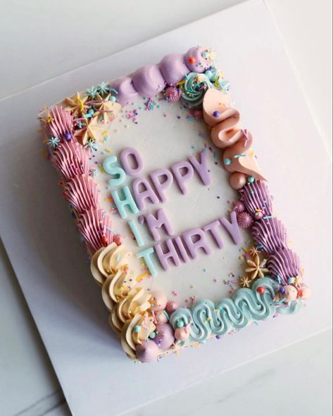 Pastel 30th Birthday Party, 30th Birthday Cake Ideas, Birthday Cake Ideas For Women, 30th Birthday Cake For Women, Cake Ideas For Women, Pastel Rectangular, Sheet Cake Designs, 30th Birthday Cake, 30 Birthday Cake