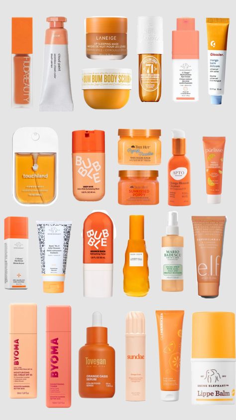 Orange Skincare Products, Orange Skincare Aesthetic, Orange Skincare, Orange Skin, Sephora Skin Care, Skin Care Kit, Sephora Makeup, Skin Care Brands, Colour Board