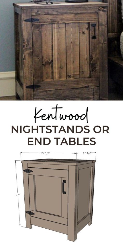 Farmhouse End Table Plans, Night Stand Blueprints, Farmhouse Nightstand Diy, Diy Night Stand, White Nightstands, Nightstand Plans, Using Scrap Wood, End Table Plans, Bedroom End Tables