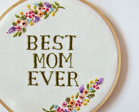 Mother's Day Embroidery Hoop spring flowers on ivory by oktak Embroidered Mothers Day Gifts, Mother Day Embroidery, Mothers Day Embroidery Hoop, Mothers Day Embroidery, Mother's Day Embroidery, Gift Embroidery, Embroidered Wall Art, Mum Gifts, Pride Art