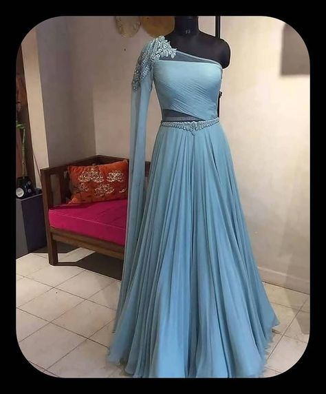 Shipping Worldwide. Fabric - Chiffon and Satin. Work - Swarovski and Embellishments. *Custom made outfit, can be made in any color of your choice. For price, orders & other information DM or What's App on +91 9930089059 Happy Shopping☺️. Designer Lengha, Western Gown, Indian Wedding Gowns, Indo Western Gown, Designer Bridal Lehenga Choli, Gown Party Wear, Lehnga Dress, Designer Bridal Lehenga, Long Gown Dress