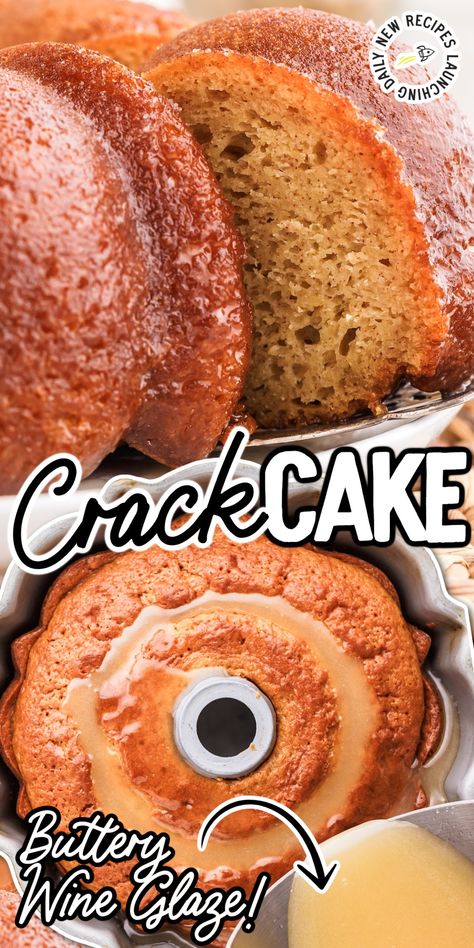 Easy Cake Glaze, Alcohol Bundt Cake Recipes, Cracked Cake Recipe, Coffee Soaked Cake, Cake Soak, Soaked Cake, Easy Cakes To Make, Wine Cake, Blueberry Breakfast Cake