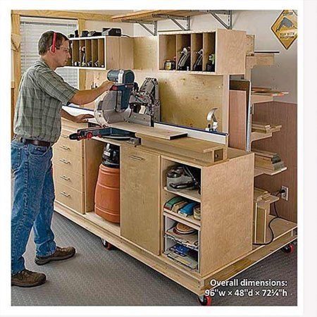 Miter Saw Station, Woodshop Ideas, Mitre Saw Station, Lumber Rack, Saw Station, Project Paper, Mitre Saw, Lumber Storage, Garage Workshop Organization