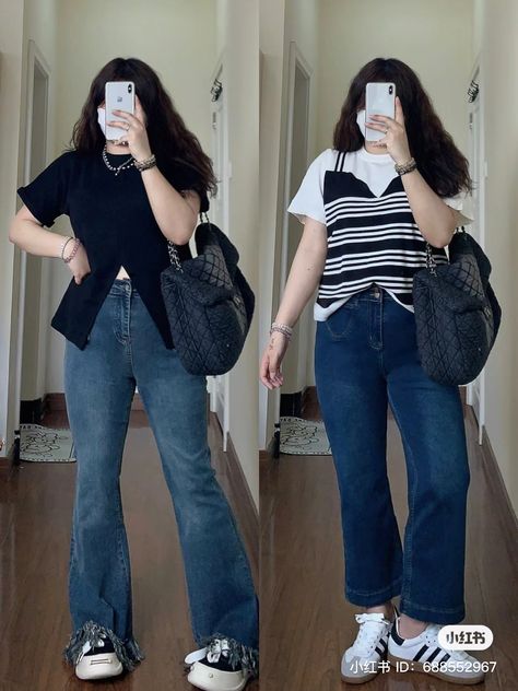 Chubby Fashion Outfits Korean, Midsize Ootd, Chubby Outfit Ideas, Casual Plus Size Outfits, Uni Outfit, Curvy Casual Outfits, Simple Casual Outfits, Comfy Casual Outfits, Chubby Fashion