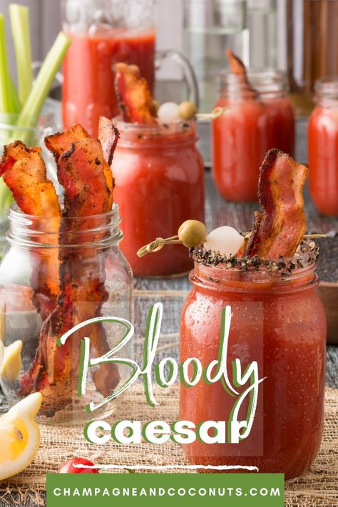 Caesar Drink, Wedding Cocktails Recipes, Caesar Cocktail, Caesar Recipe, Blue Cheese Stuffed Olives, Bacon Party, Canada Day Party, Canadian Recipes, Classic Cocktail Recipes