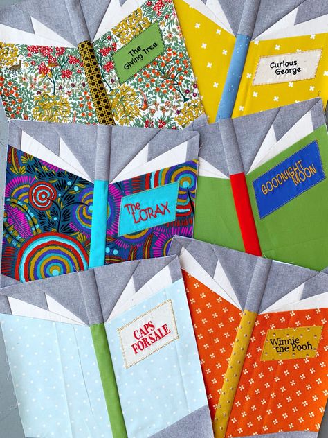 Book Nerd Quilt Pattern, Story Book Quilt, Book Quilt Block Pattern, Book Nook Quilt Pattern, Book Quilt Block Free Pattern, Book Quilt Ideas, Book Quilt Block, Book Nerd Quilt, Nerd Quilt