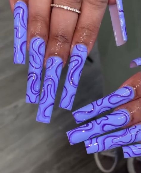 Neon Purple Nails, 90s Nails, Funky Nail Designs, Swirl Nails, Purple Acrylic Nails, Purple Nail Designs, Purple Acrylic, Cute Nail Art Designs, Exotic Nails