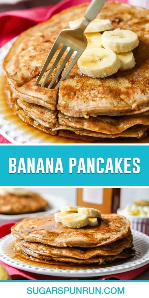 Switch up your breakfast routine and try these simple and flavorful banana pancakes! My recipe comes together in just a few minutes, and it even freezes well for a make-ahead breakfast option. Easy Banana Pancake Recipe, Easy Banana Pancakes, Sugar Spun Run, Banana Coffee Cakes, Pancake Calories, Banana Pancakes Recipe, Breakfast Routine, Sweet Treats Recipes, Cinnamon Rolls Homemade