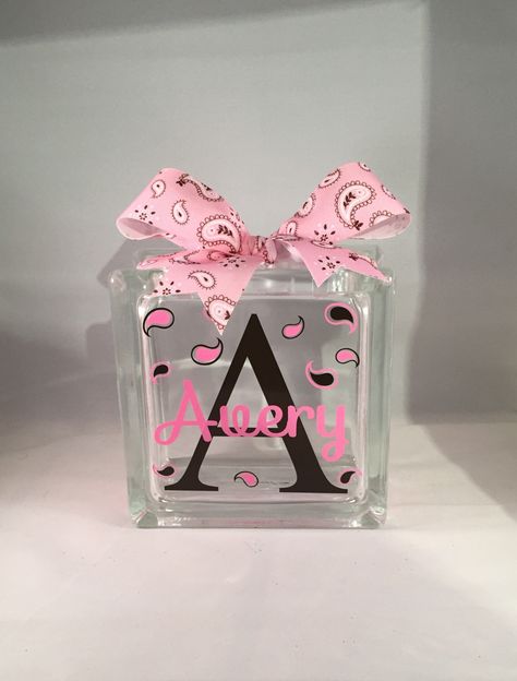 Girls Customized/Personalized Glass Block Money Bank/Piggy Bank (6-inch) by DawnMarieDesign on Etsy https://www.etsy.com/listing/267131748/girls-customizedpersonalized-glass-block Personalized Piggy Bank Girl, Block Decorations, Money Saving Jar, Glass Block Crafts, Wood Craft Patterns, Personalized Piggy Bank, Glass Craft, Block Craft, Payment Processing