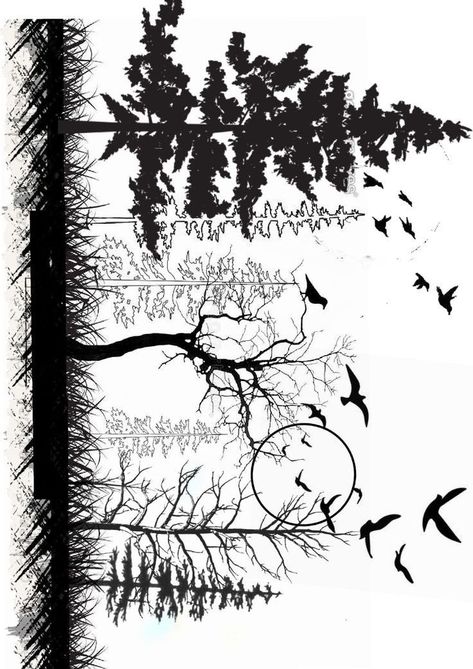 Celtic Nature Tattoo, Tattoo Woods Forest, Tattoo Muñeca, Medium Size Tattoo, 29 Tattoo, Tree With Birds Tattoo, Rasta Tattoo, Tree Line Tattoo, Dot Drawings