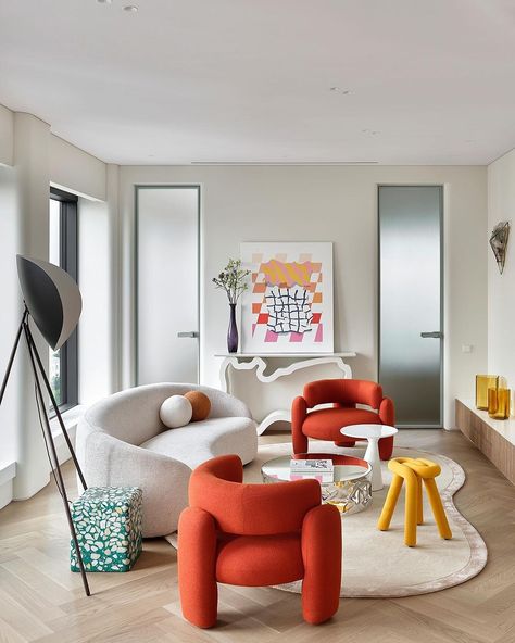 Ruangan Studio, Colourful Living Room, Exclusive Furniture, Style Deco, Apartment Inspiration, Living Room Inspo, Home Room Design, Dream House Decor, Interior Inspo