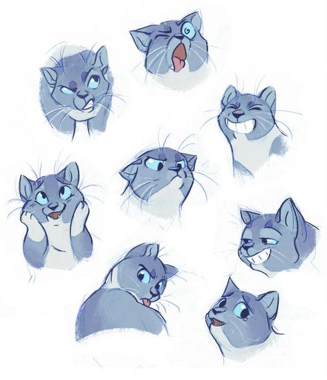 Cartoon Cat Drawing, Cat Expressions, Cartoon Expression, Cat Drawing Tutorial, Warrior Cat Drawings, Cat Sketch, Warrior Cats Art, Cat Cartoon, Drawing Cat