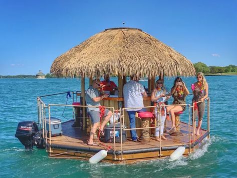 Tiki boat tours to operate out of The Waterfront Wyandotte restaurant Tiki Boat, Boat Restaurant, Hotel App, Own Business Ideas, Tiki Bar Decor, Watering Hole, Thatched Roof, Beach Bar, Chara Design