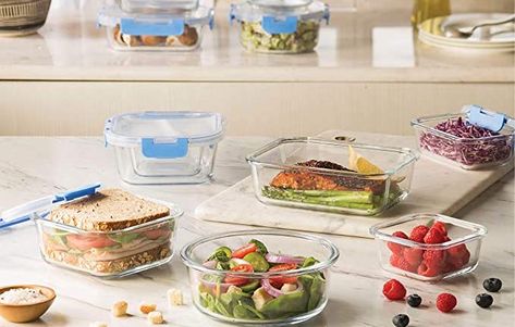 Healthy Packed Lunch Box, Glass Storage Containers, Verre Design, Box Food, Food Storage Container Set, Eat Salad, Food Storage Boxes, Glass Food Storage, Glass Food Storage Containers