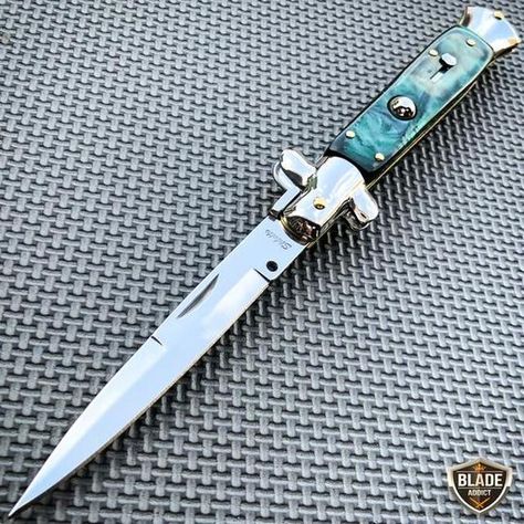 Dabi X Reader, Stiletto Knife, Knife Aesthetic, Switchblade Knife, Knives Hunting, Knife Patterns, Pretty Knives, Kayaking Gear, Automatic Knives