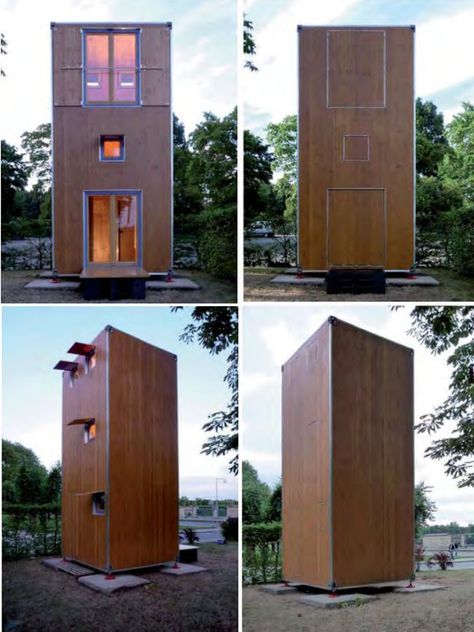 Homebox turns Shipping Container Housing On Its End : TreeHugger Container Home Designs, Shipping Container Design, Container Houses, Container Buildings, Container Architecture, Micro House, Tower House, Casa Container, Shipping Container House