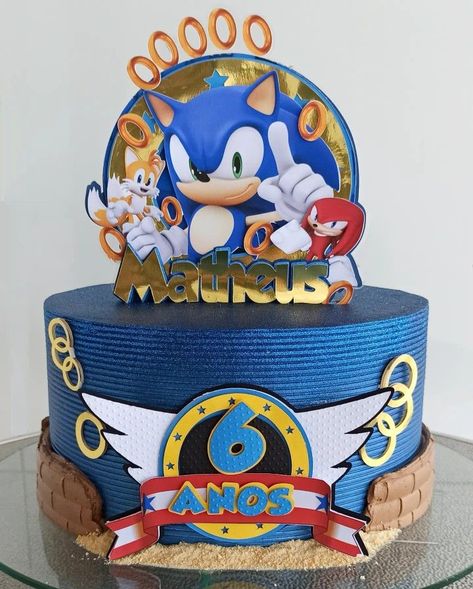 Pastel Sonic, Sonic Birthday Cake, Bolo Sonic, Sonic Cake, Sunshine Birthday Parties, Sonic Birthday Parties, Sonic Party, Sonic Birthday, Perfect Pancakes