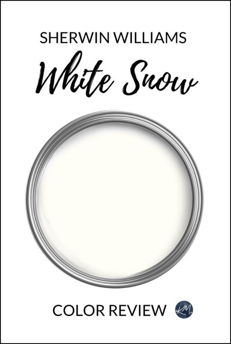 Learn about the LRV and undertones of this popular shade of white - White Snow. Great for walls, cabinets, and trims. Color review by Online Paint Color Consultant, Kylie M. #whitecabinets #sherwinwilliams Greige White Paint Sherwin Williams, Snow White Paint Color, Snow White Sherwin Williams, Sherwin Williams White Snow Paint, White Snow Sherwin Williams, Sherwin Williams White Snow, Snow Bound Sherwin Williams, Sherwin Williams Origami White, Sherwin Williams Alabaster White