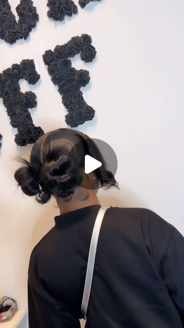 Ponytails|Weaves💕 on Instagram: "heart buns 🖤🖤🖤" How To Do Heart Buns, 2 Heart Buns, Heart Buns Hair, Heart Space Buns, Heart Buns Hairstyle, 2 Low Buns Hairstyle, Heart Buns, Weave Bun, 2 Buns Hairstyle