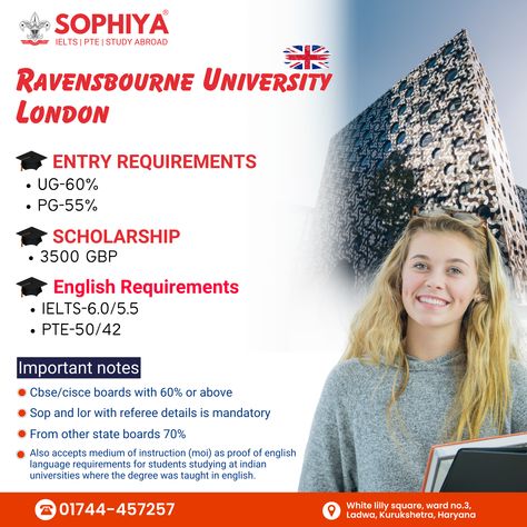 Check out the requirements for Ravensbourne University (London) What are you waiting for? call now! 📞01744-457257 Address: White lilly square, ward no.3, Ladwa, Kurukshetra #london🇬🇧 #university #uk #admissionopen #requirements #ukadmission #londonlife Ravensbourne University, Waiting For Call, London University, White Lilly, Student Studying, London Life, Study Abroad, English Language, University