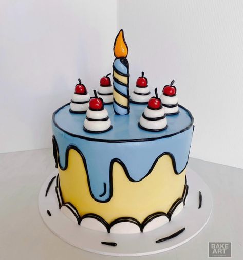 Cartoon Cakes For Kids, 2d Cake, Dino Birthday Cake, Cartoon Birthday Cake, Bug Cake, Music Cake, 10 Birthday Cake, Chocolate Drip Cake, Cartoon Cake