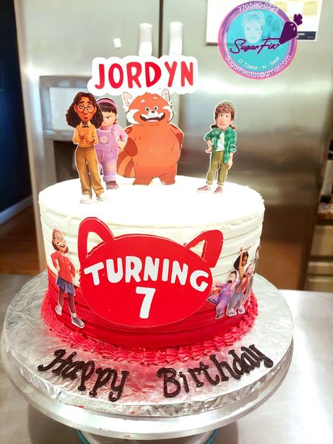 Turning Red Theme Birthday Cake Turning Red Birthday Party Cake, Turning Red Cake, Turning Red Birthday Party, Red Party Ideas, Panda Birthday Cake, Red Birthday Cakes, Red Birthday Party, Panda Birthday Party, Panda Birthday