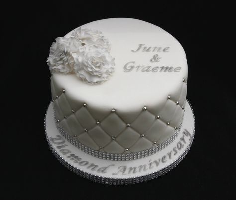 Featuring hand made sugar carnations, quilting effect, dragees and diamanté... 60th Wedding Anniversary Cakes, Diamond Wedding Anniversary Cake, Diamond Anniversary Cake, 60 Wedding Anniversary Cake, Diamond Wedding Cakes, 60th Wedding Anniversary Party, Diamond Cake, Peter Brown, 60th Wedding Anniversary