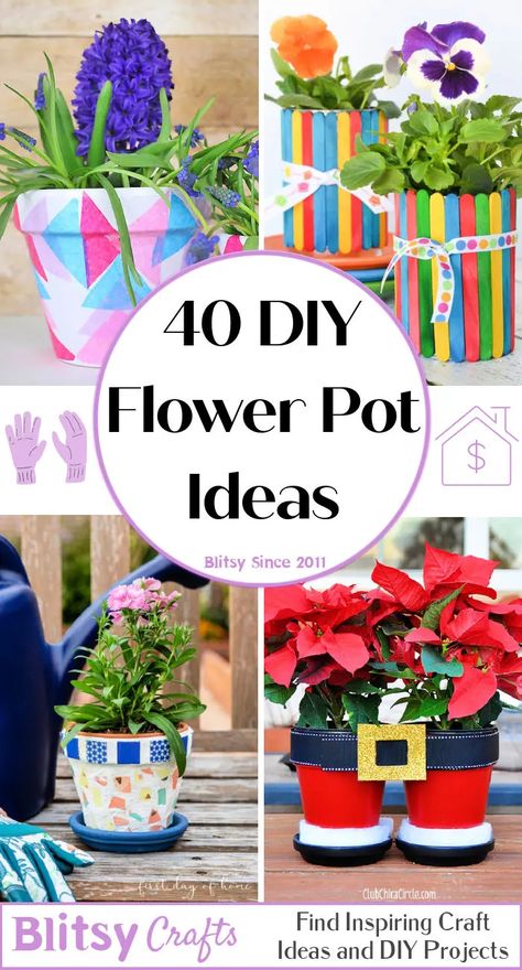 Diy Planters Pots, Diy Flower Pot, Flower Pot Ideas, Unique Flower Pots, Fun Planters, Clay Pot Projects, Terra Cotta Pot Crafts, Flower Pot Design, Painted Clay Pots