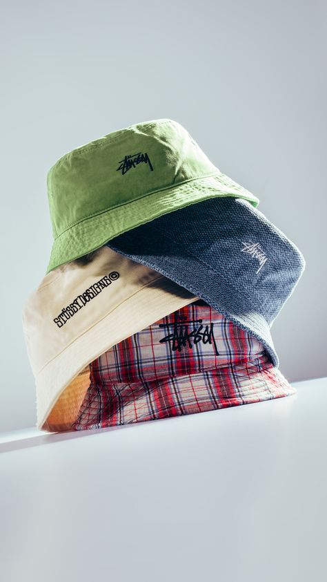 Bucket Hat Photography, Bucket Hat Photo Ideas, Bucket Hat Photoshoot Ideas, Bucket Hat Product Photography, Cap Product Photography, Baseball Cap Product Photography, Stussy Product Photography, Hat Product Photography, Bucket Hat Photoshoot