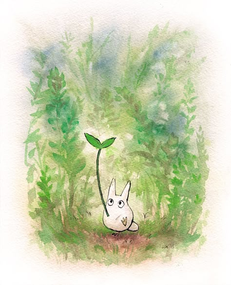 Totoro Watercolors - Hannah Krieger Ghibli Watercolor Art, Watercolor Totoro, Studio Ghibli Watercolor, Totoro Watercolor, Totoro Painting, Ghibli Watercolor, Small Totoro, Totoro Drawing, Ghibli Studios