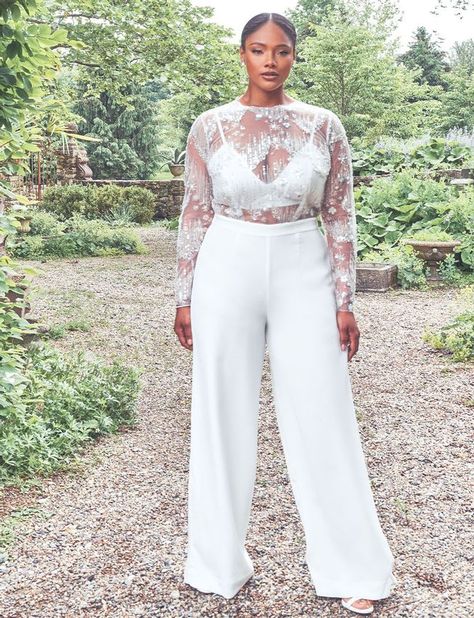 Lesbian Bridal Shower Outfit, Wedding Suit Women Plus Size, Lesbian Pant Suit Wedding, Plus Size Wedding Suits For Women, Plus Size Wedding Pantsuits, Lesbian Wedding Outfits Plus Size, Wedding Pantsuit The Bride Plus Size, Plus Size Lesbian Wedding, Plus Size Bachelorette Outfit For Bride