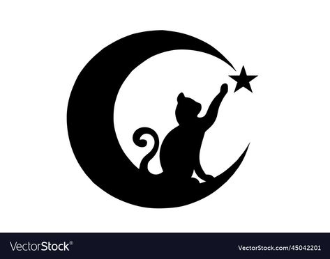 Cat With Moon, Cat On Moon, Salt Art, Moon Vector, Pumpkin Contest, Moon Silhouette, Moon Images, Cat Moon, Pet Sympathy