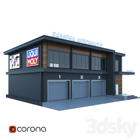 Service Stations - Building - 3D Models Commercial Building Plans, Building Design Plan, Metal Building Designs, Commercial Design Exterior, Warehouse Design, Mall Design, Minimal House Design, Casa Container, Garage Design