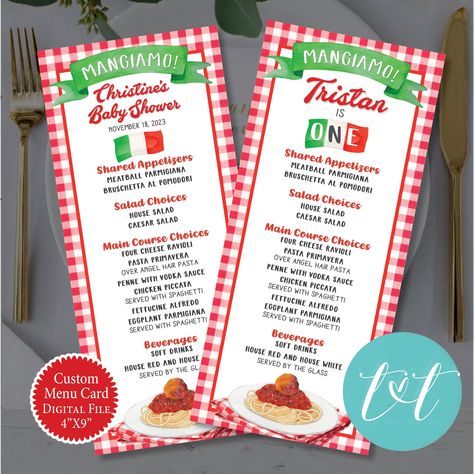 Holy Ravioli, Meatball Parmigiana, Penne Vodka Sauce, Holy Cannoli, Pasta Party, Custom Menu, Appetizer Meatballs, Event Menu, House Salad