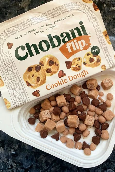 Ice Cream or Greek Yogurt? We Can’t Tell With Chobani Flip’s New Cookie Dough Topping Homemade Chobani Flips, Chobani Flips, Dessert For Breakfast, Popsugar Food, White Chocolate Chip Cookies, Lost 100 Pounds, Grocery Foods, Food Goals, Food Obsession