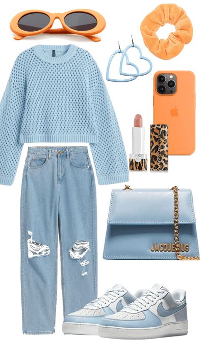 Pastel Blue Outfit, Summer Outf, Korean Airport Fashion, Collage Style, Pastel Grunge, Trendy Outfits Winter, Orange Outfit, Casual Day Outfits, Casual Chic Outfit