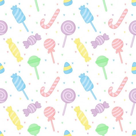 Cute pastel candy sweet desserts seamles... | Premium Vector #Freepik #vector #pattern #food #birthday #party Sweets Background, Sweets Wallpaper, Candy Background, Candy Clipart, Scrapbook Patterns, Candy Design, Pastel Candy, Candy Sweet, Candy Stickers