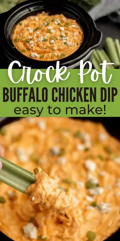 Dips In Crockpot, Potluck Crockpot Recipes, Game Day Crockpot Recipes, Chicken Wing Dip Recipe, Potluck Crockpot, Wing Dip Recipe, Chicken Dip Recipes, Chicken Dip Crock Pot, Slow Cooker Buffalo Chicken Dip